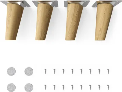 Produktbild von 4x sossai Holzfüße rund - schräge Ausführung 10cm Eiche