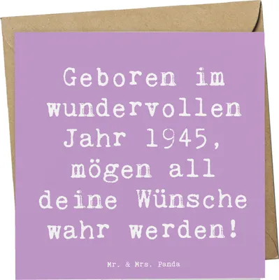 Produktbild von Mr. & Mrs. Panda Glückwunschkarte Spruch 1945 Geburtstag - Lavendeltraum - Geschenk, doppelkarte, Geboren, Geburtstagsgeschenk, wundervolles Jahr, Klappkarte, Grußkarte