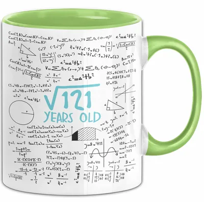Immagine prodotto di Tazza regalo "Radice di 121" per appassionati di matematica - 11° compleanno - Divertente (verde)