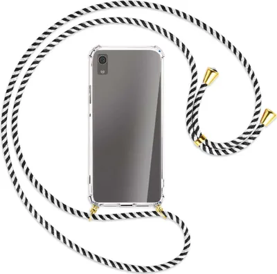 Produktbild von Handykette Backcover-Schutzhülle mit Band (Metall goldfarben) für Sony Xperia XA1 - rosa Karo