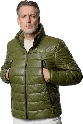 Produktbild von Jilani - Herren Lederjacke Steppjacke Lammnappa grün : 50