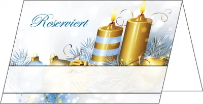 Produktbild von 50 Stück neutrale Tischkarten Tischaufsteller reserviert ( TK-109 ) Weihnachten Kerzen Kugeln Gastronomiekarten zur Reservierung der Tische ihrer Feier