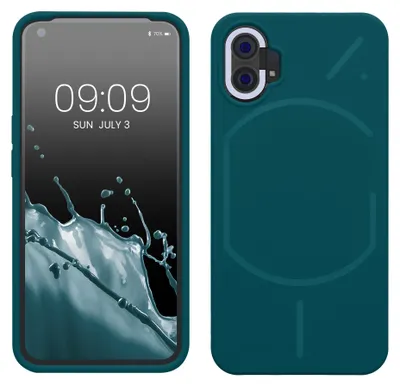 Produktbild von kwmobile Handyhülle für Nothing Phone (1) Hülle - Case Silikon - Kabelloses Laden - Schutzhülle Cover in Petrol matt