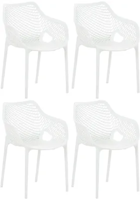 Produktbild von CLP Gartenstuhl Air XL 4er Set, Modern, Gestell Kunststoff, stapelbar, wetterfest weiß