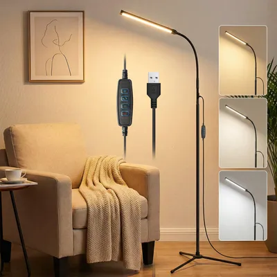 Produktbild von LED Stehlampe 3 Farbtemperaturen Dimmbar Stehleuchte Einstellbare Leselampe Flexibel Ecklampe für Schlafzimmer Wohnzimmer Arbeitszimmer