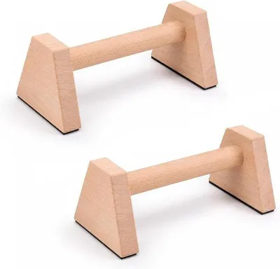 Productafbeelding van Push-upbar houten stangen - antislip - ergonomisch ontwerp - ideaal voor handstandtraining