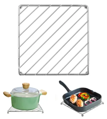 Productafbeelding van Pannenonderzetter Hittebestendig - Metalen Onderzetter - Antislip - Pothouder - 18,5 x 18,5 cm - Robuust Roestvrij Staal