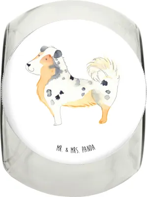 Produktbild von Mr. & Mrs. Panda Dose Hund Australien Shepherd L 870ml - Weiß - Geschenk, Familienhund, Vorratsglas, Aufbewahrungsdose, Vorratsbehälter, Sprüche, Dekoglas, Spruch