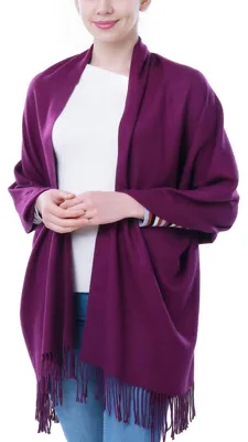 Immagine prodotto di Stola e sciarpa Pashmina da donna, colore viola, 70 x 200 cm