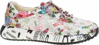 Image de Laura Vita Baskets femme cuir multicolore motif floral et écriture Burton 05, Taille:37 EU, Couleur:Blanc