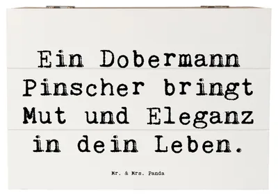 Produktbild von Mr. & Mrs. Panda Box Spruch Dobermann Pinscher 22 x 15 cm - Weiß - Geschenk, Hunderassen Pflege, loyaler Freund, Hunderasse, holzschachtel, Eigenschaften, Eleganz, Hunde