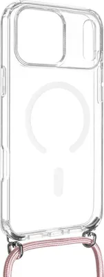 Zdjęcie produktu dla Etui na telefon iPhone 17 Pro, FIXED MagPure Neck z MagSafe, przezroczyste z różową smyczą