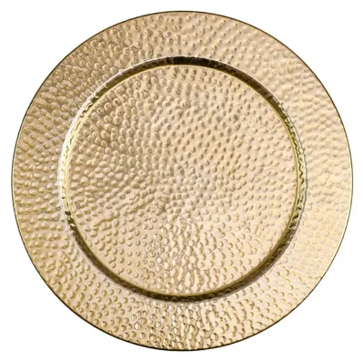 Image de Grand plateau rond en métal « Nizza Gold » de 50 cm | Plateau design doré | Plateau de service rond antidérapant | À utiliser comme décoration sur une table dressée ou comme décoration murale dans le salon