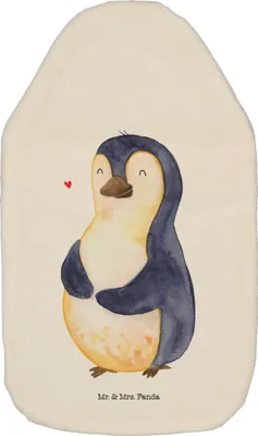 Produktbild von Mr. & Mrs. Panda Wärmflasche Pinguin Diät - Weiß - Geschenk, Wärmekissen, Plüsch, glücklich, naturkautschuk, Abnehmen, Wärmflaschen, wärmebeutel, Bauch