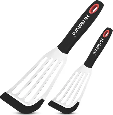 Produktbild von Edelstahl Fischwender Set, 2-teiliges Grillwender Set, Hitzebeständig, Antihaft, für Grillen