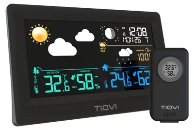 Produktbild von Tiqvi Wetterstation Farbdisplay & drahtloser Außensensor Temperatur &