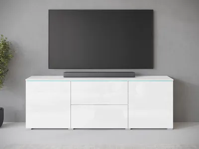 Obrázek produktu pro Stolek pod TV HERMINA 180 - bílý / bílý lesk
