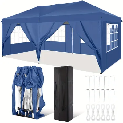 Immagine prodotto di Tenda per feste - Gazebo - Tenda da giardino - Tenda per eventi - Tenda parasole - 3x6 metri - Con 6 pareti laterali - Protezione UV