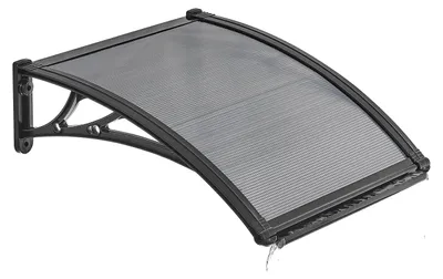 Immagine prodotto di VEVOR Tettoia per porta d'ingresso, 61x60 cm, tettoia ad arco a una falda, copertura con sistema di drenaggio e supporto in ABS, protezione da pioggia, neve e sole, tettoia in policarbonato per veranda e terrazza, grigio fumo