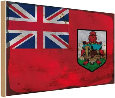 Produktbild von vianmo Holzschild 20x30 cm Bermuda Rost Flagge Fahne Wappen