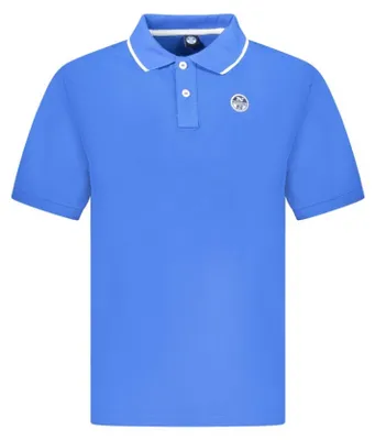 Produktbild von Herren Kurzarm-Poloshirt Blau mit Kontrastdetails und Applikation