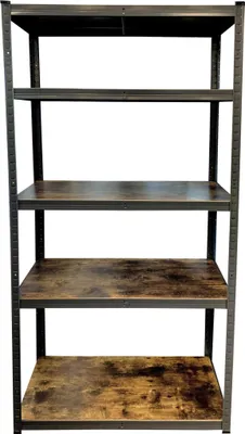 Immagine prodotto di Scaffale pesante grigio 180 x 90 cm 5 ripiani in MDF, regolabili effetto legno