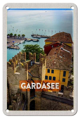 Produktbild von Blechschild Reise 12x18cm Gardasee Italien Boote Blick auf See Schild