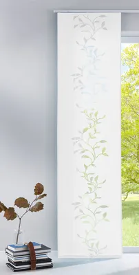 Produktbild von Moderner Flächenvorhang Schiebegardine aus hochwertigem Ausbrenner-Stoff mit Klettband, Weiß Tendril, 1 Stück 245x60 (HxB), 856100
