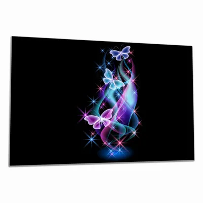 Produktbild von Wallario Herdabdeckplatte aus Glas, Größe 80 x 52 cm 1-teilig, Motiv Schmetterlinge in bunten, strahlenden Farben