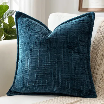 Dekokissenbezug aus Chenille, 40x40 cm, marineblau, weich