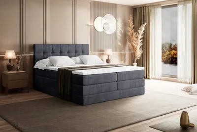 Produktbild von ALTDECOR Boxspringbett mit Matratze und Lattenrost  - BERO KING 180x200 cm  - Dunkelgrau Samt - Topper, Polsterbett mit Bettkasten, Bett mit Stauraum H3 - und H4 - Matratze, Doppelbett, Springboxbett
