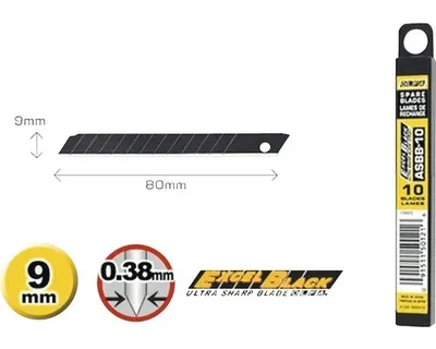 Image de Lames Olfa Noires 9mm Tranchant Supérieur Pour Coupes Précises - Olfa-carpentras Donarier