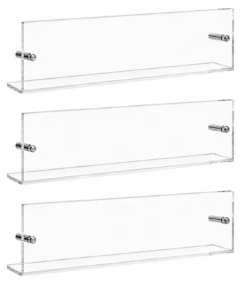 3 Acryl-Wandplanken, 60x15x5 cm, transparent, schwebend