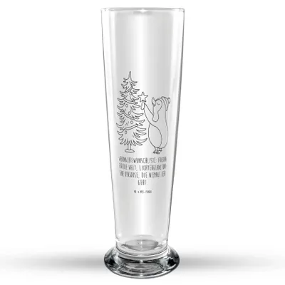 Produktbild von Mr. & Mrs. Panda Trinkglas Pinguin Weihnachtsbaum - Transparent - Geschenk, Weihnachten, Glasbierglas, Bierbecher, Winter, Bierglas, Glasbecher, Bier Glas
