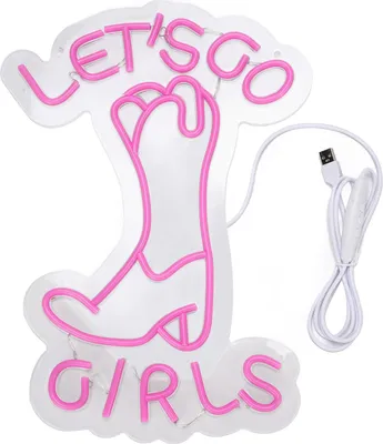 Image de Panneau lumineux LED « Let's Go Girls » comme décoration murale pour les enterrements de vie de jeune fille et les fêtes d'anniversaire – accessoire photo