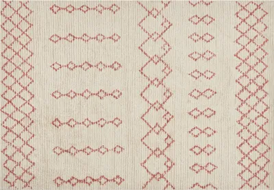 Obrázok produktu pre BELIANI Koberec béžový bavlnený 140 x 200 cm ružový geometrický vzor ručne všívaný obývacia izba spálňa