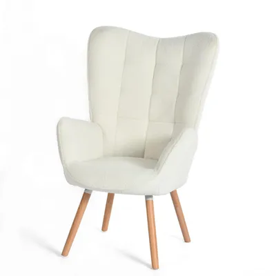 Image de Meubles Cosy : fauteuil de style scandinave avec accoudoirs, en tissu bouclé beige avec surpiqûres décoratives – FUNKEL