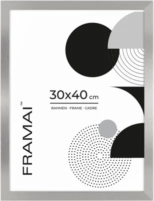 Produktbild von Framai® Bilderrahmen 30x40 SILBER MDF Umweltfreundlichem Rahmen mit Bruchsicheren Plexi, Aufhänger und Aufsteller