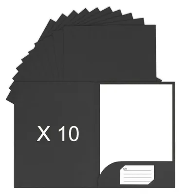 Zdjęcie produktu dla Folder na dokumenty A4, papier kraftowy, czarny, 10 sztuk, wymiary 31x22 cm
