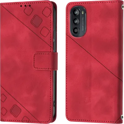 Obrázek produktu pro Pouzdro pro Motorola Moto G52 vyražené Flip kožené peněženkové pouzdro s funkcí stojánku červené