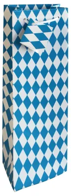 Produktbild von Flaschentragetasche Bayernraute - 12 x 37 x 8 cm blau/weiß.