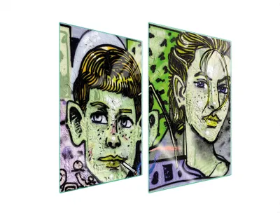 Immagine prodotto di Piastre copri fornelli 2 pezzi 35x52 Copri piano cottura in Vetroceramica tagliere in vetro Graffiti