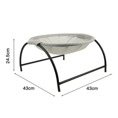 Produktbild von Mipan Katzenbett, Grau, Hänge-Fensterliege für Kätzchen & Kleintiere, mit Metallständer & Netztasche, 43x43x24.5 cm, Atmungsaktiv, Antibakteriell, Floh-, Milben- & Schimmelfrei, Robust, Innen- & Außengeeignet, abnehmbarer Bezug, schnelltrocknend, faltbar, 866,2g