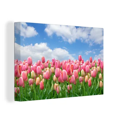 Produktbild von OneMillionCanvasses® - Leinwandbilder - 150x100 cm, Farben - Tulpen - Frühling, Wandbilder Kunstdruck Wanddekoration