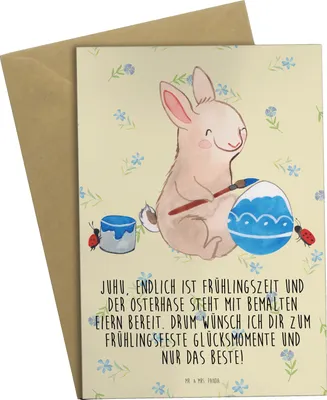 Produktbild von Mr. & Mrs. Panda Grußkarte Hase Marienkäfer - Blumig - Geschenk, Ostern, einladungskarten, Frühling, Osterhase, weihnachtskarten, Picknicken, Ostergrüße, hochzeitskarten