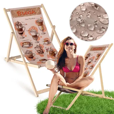 Holz Liegestuhl klappbar „Coffee Break“ – Gartenstuhl Relaxstuhl Sonnenliege aus Holz
