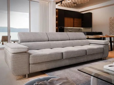 Produktbild von Sofa MOSINE Beige Kordstoff mit Schlaffunktion, Sofa mit Bettkasten, Sofa mit Bettkasten, Wohnzimmersofa, Couch, Soffa, Bettsofa, Couchgarnitur- Beige, POSO 02