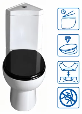 Produktbild von Domotechnika | Kompakt WC - 79x68x33 Cm - Schwarzes Duroplast - Soft-close - Abnehmbar