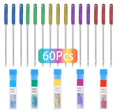 Nähmaschinennadeln Universal, 60 Stück, 5 Größen, 5 Farben