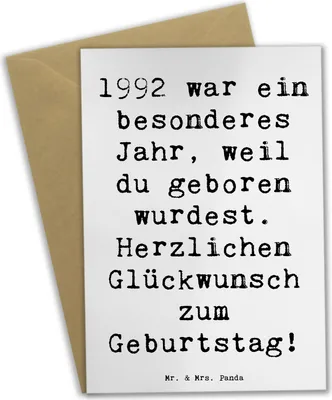 Produktbild von Mr. & Mrs. Panda valentinstagskarte Spruch 1992 Geburtstag - Weiß - Geschenk, Alles gut zum, dankeskarten, weihnachtskarten, hochzeitskarten, Happy Birthday, Glückwünsche